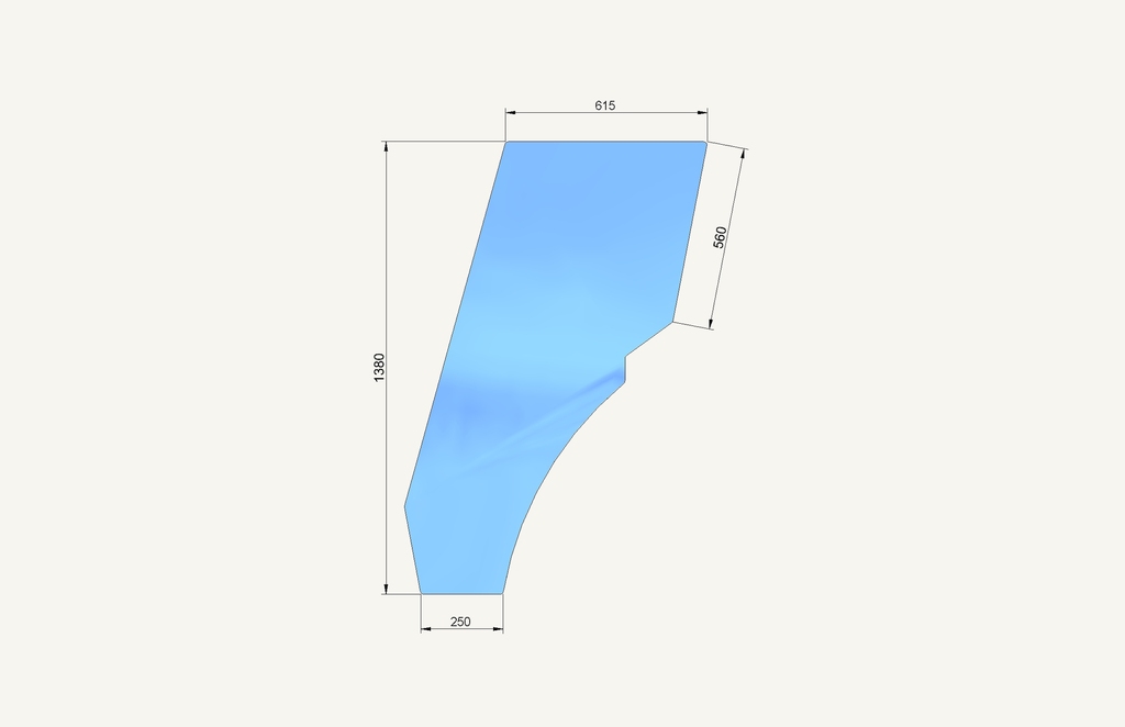 Door pane glass 615x1380mm