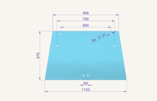 [1009495] Rear window glass Siac 1123/906x675mm