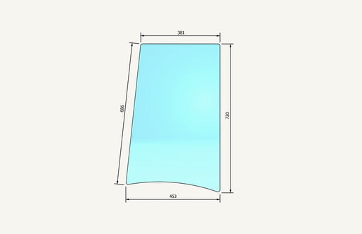 [1014074] Side window glass right 383x720mm