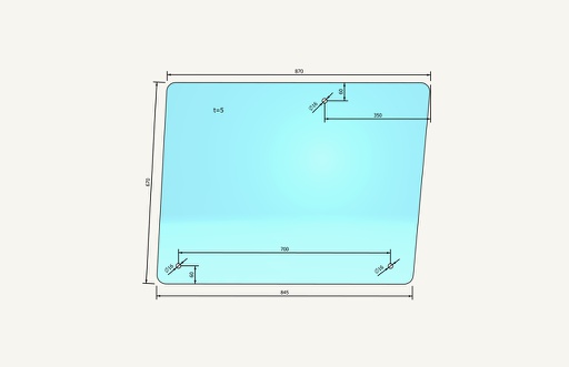 [1015310] Side glass 845/870x670mm ES560