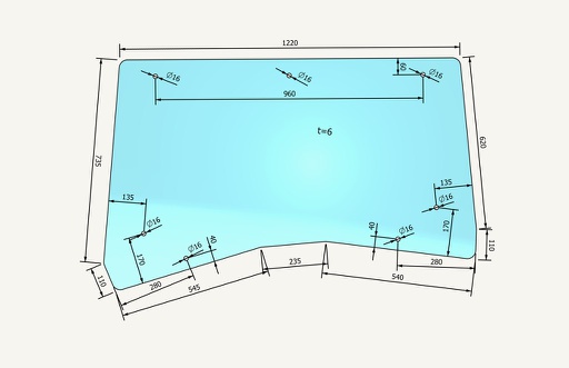 [1015320] Front window glass 730x1220mm