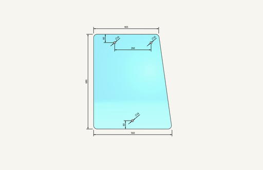 [1015359] Side window glass 685x558mm 3 hole