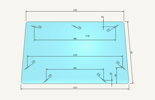 [1015364] Front windscreen glass 1185/1310x755mm