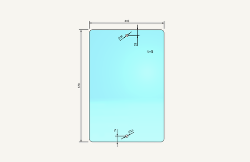 [1015386] Seitenfensterglas 445x670mm AK45