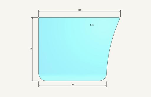[1015388] Door glass bottom 321x262mm