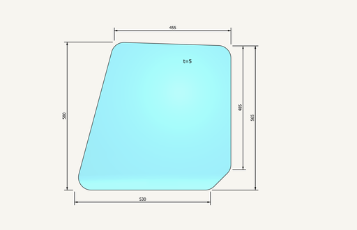 [1016867] Verre de porte Jakob en haut 488/600x587mm