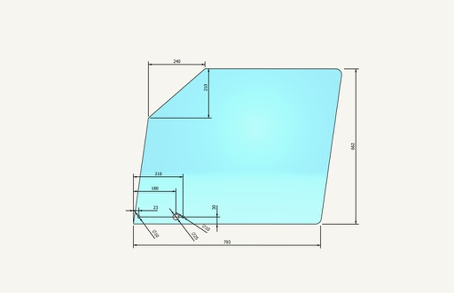 [1052421] Türglas oben MK630 3 Loch 662x793mm