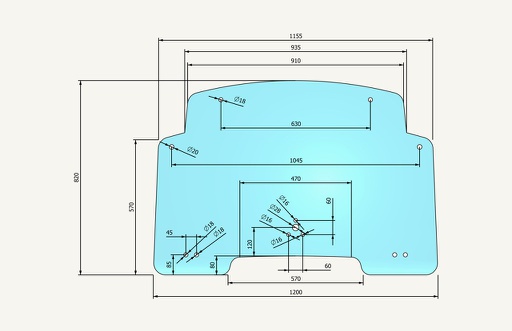 [1066592] Pare-brise 810x1160mm 12 trous