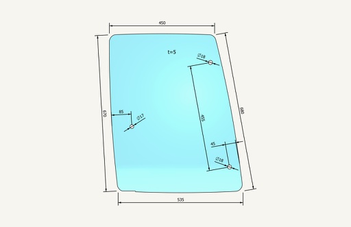 [1066622] Side window glass 3 hole left