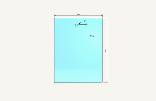 [1053355] Rear sliding window glass Siac 400x297mm