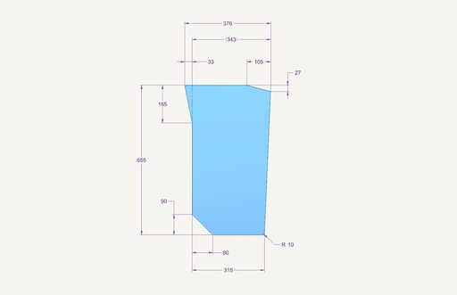 [1013262] Kniescheibe links 220/265x650mm