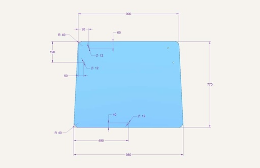 [1174111] Rear window glass 920x981x768mm